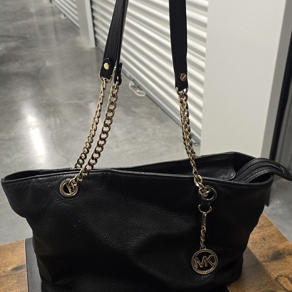 Michael Kors Black Shoulder Bag with Gold Chain